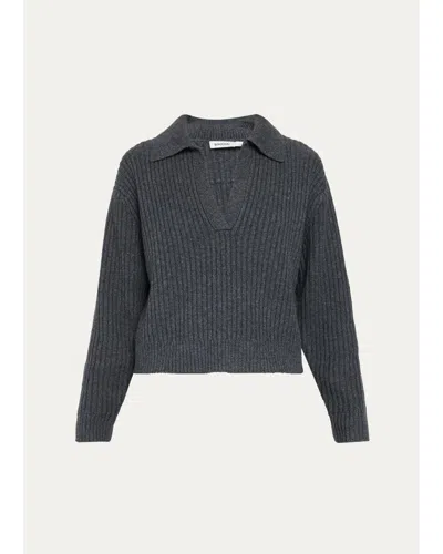 Simkhai Natalia Rib-knit Fringe Sweater In Dark Charcoal