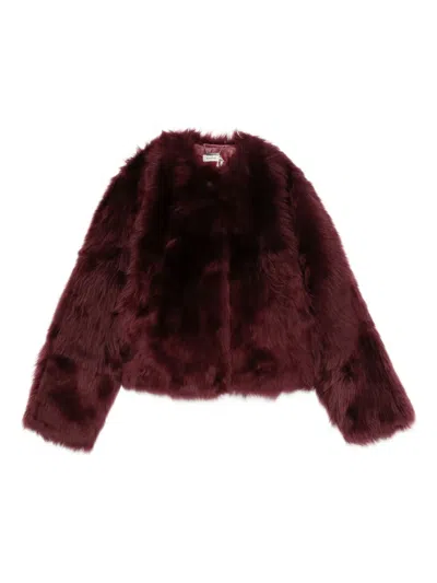 Simkhai Natasha Shearling Short Jacket In Cranberry In Burgundy