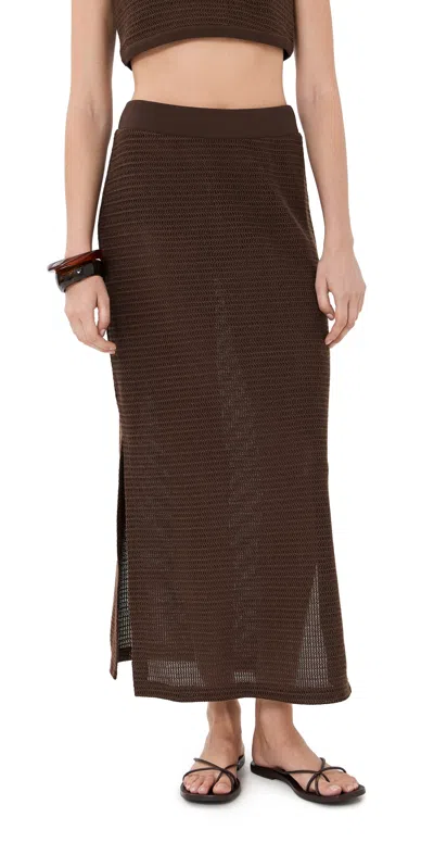 Simkhai Nicky Midi Skirt Chocolate In Brown