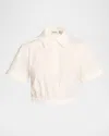 Simkhai Sabrina Cropped Cotton Button-front Shirt In White