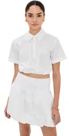 Simkhai Nicky Short Sleeve Cropped Top White In White