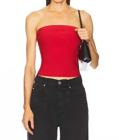 Simkhai Nicole Strapless Knit Top In Crimson In Red