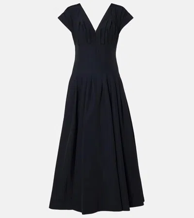Simkhai Nina Pleated Cotton-blend Midi Dress In Blue