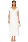 Simkhai Nina Pleated Cotton-blend Poplin Midi Dress In White