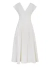 Simkhai Nina V-neck Pleated Midi Dress In Neutral