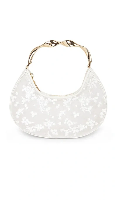 Simkhai Nixi Floral Embroidered Mesh Twist Handle Bag In White