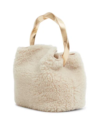 Simkhai Nixi Shearling Bucket Bag In White
