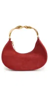 Simkhai Nixi Suede Twist Handle Bag Crimson
