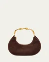 Simkhai Nixi Suede Twist Top-handle Bag In Brown