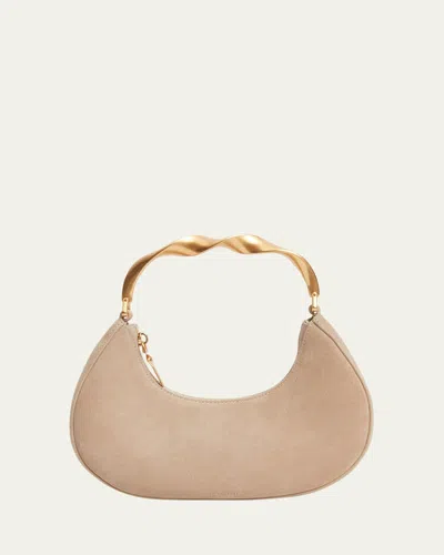 Simkhai Nixi Suede Twist Top-handle Bag In Sand
