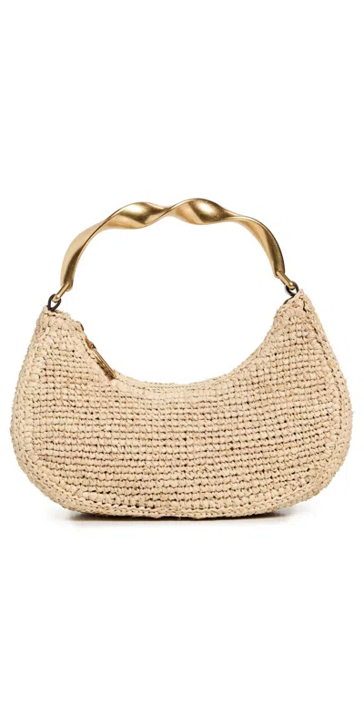Simkhai Nixi Twist Handle Raffia Hobo Bag Natural