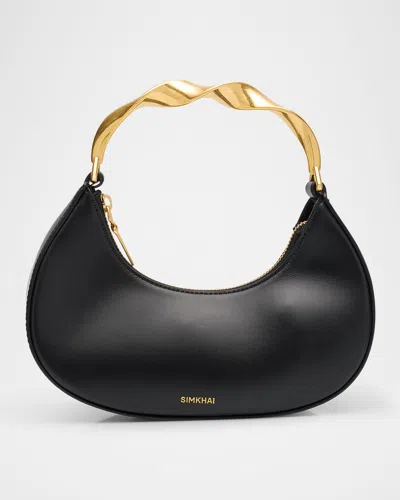 SIMKHAI NIXI TWIST LEATHER TOP-HANDLE BAG