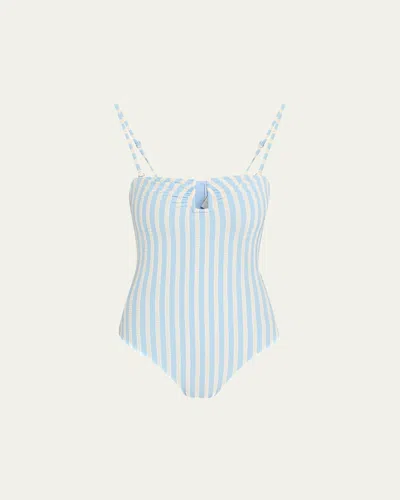 Simkhai Noa Bandeau One-piece Swimsuit In Blue