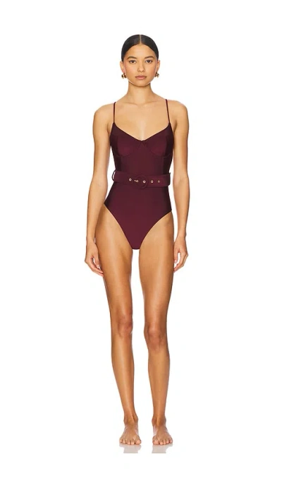 Simkhai Noa Belted Bustier One Piece Swimsuit