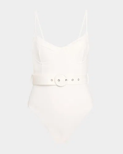Simkhai Noa Belted Bustier One-piece Swimsuit In White