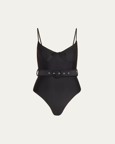 Simkhai Noa Belted Bustier One-piece Swimsuit In White