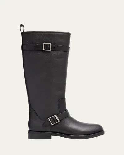 SIMKHAI NOAH LEATHER BUCKLE KNEE-HIGH BOOTS
