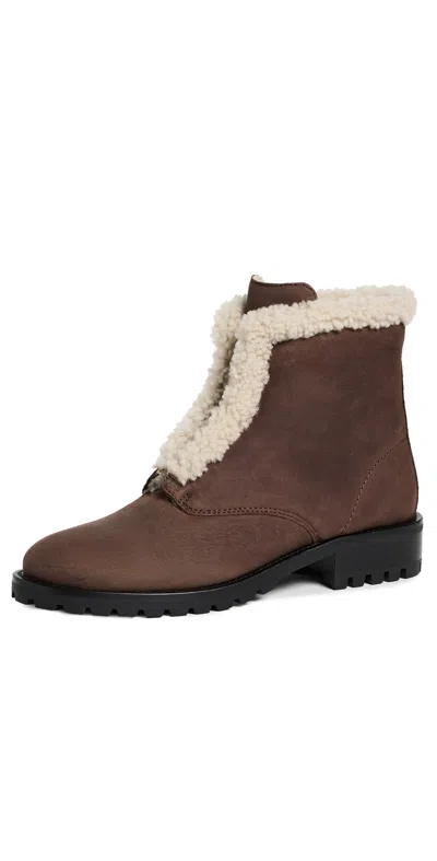 Simkhai Noah Shearling Lug Zip Boots Cacao Ecru