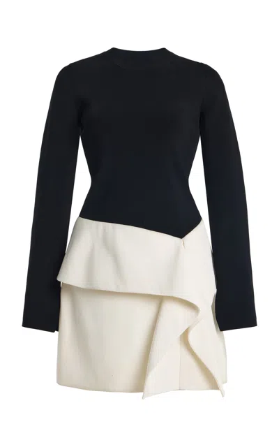 Simkhai Noel Draped Crepe Mini Dress In Black