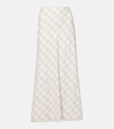 Simkhai Noelle Checked Maxi Skirt In Beige