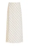 Simkhai Womens Sand Gingham Noelle Gingham Stretch-woven Midi Skirt In Off-white