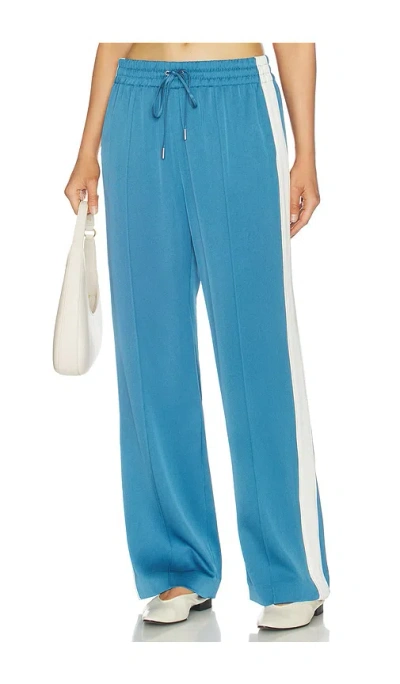 Simkhai Nolan Satin Side Striped Pant In Blue