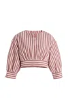 Simkhai Noralie Striped Cotton-blend Cropped Top In Pink