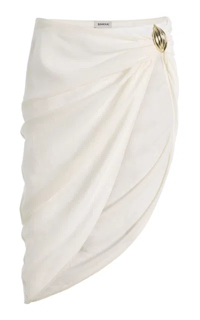Simkhai Nore Linen-blend Midi Skirt In White