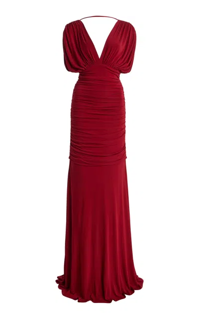 Simkhai Norvelle Draped Jersey Gown In Red