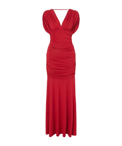 Simkhai Norvelle Gathered Jersey Gown In Red