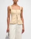 SIMKHAI NOUR SQUARE-NECK ZIP-FRONT BUSTIER TOP