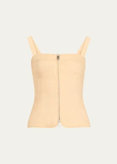 Simkhai Nour Square-neck Zip-front Bustier Top In Natural