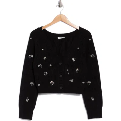 Simkhai Novah Embellished Rib Cardigan In Black
