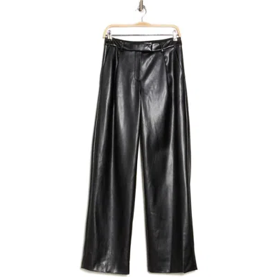 Simkhai Novia Faux Leather Pleated Straight Leg Pants In Black