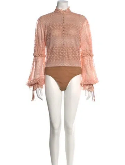 Pre-owned Simkhai Nylon Lace Pattern Bodysuit In Pink