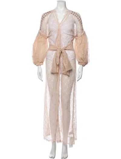 Pre-owned Simkhai Nylon Lace Pattern Robe In Pink