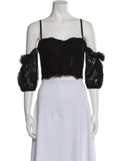 Pre-owned Simkhai Nylon Square Neckline Crop Top In Black