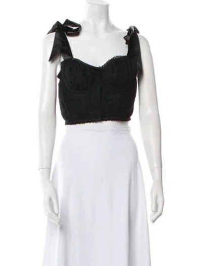 Pre-owned Simkhai Nylon Square Neckline Crop Top In Black