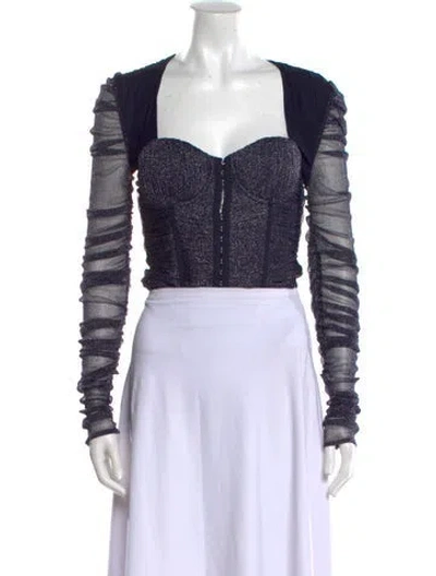 Pre-owned Simkhai Nylon Square Neckline Crop Top In Blue