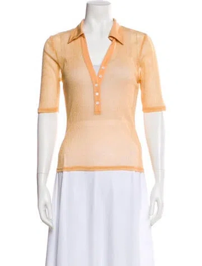 Pre-owned Simkhai Nylon Three-quarter Sleeve Top In Orange