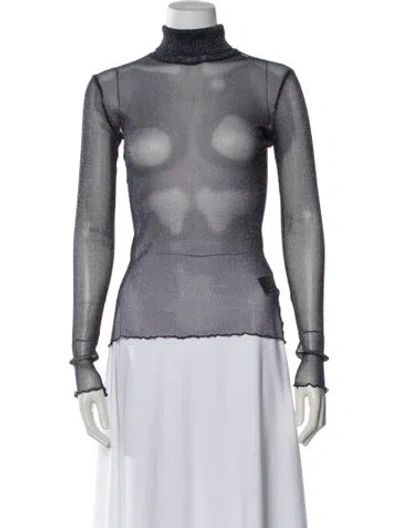 Pre-owned Simkhai Nylon Turtleneck Top In Blue