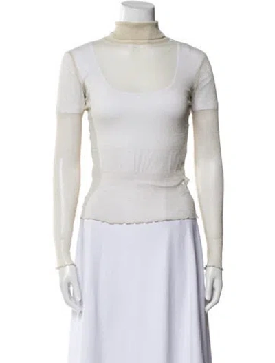 Pre-owned Simkhai Nylon Turtleneck Top In White