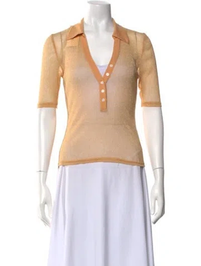 Pre-owned Simkhai Nylon V-neck Polo In Metallic/orange