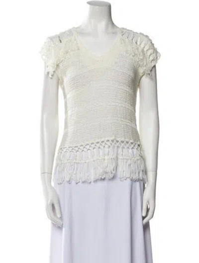 Pre-owned Simkhai Nylon V-neck Top In Neutral