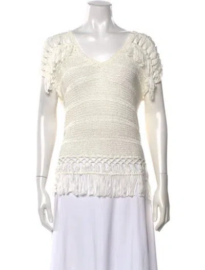 Pre-owned Simkhai Nylon V-neck Top In Neutrals