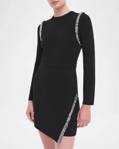 Simkhai Nyx Embellished Long-sleeve Wrap Dress In Black
