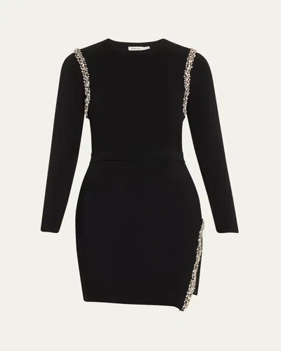 SIMKHAI NYX EMBELLISHED LONG-SLEEVE WRAP DRESS