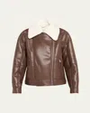 Simkhai Nyx Moto Jacket In Chocolate Ivory