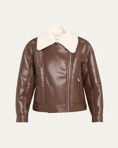 Simkhai Nyx Moto Jacket In Chocolate Ivory