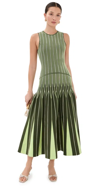 Simkhai Oaklen Midi Dress Pine Multi In Green